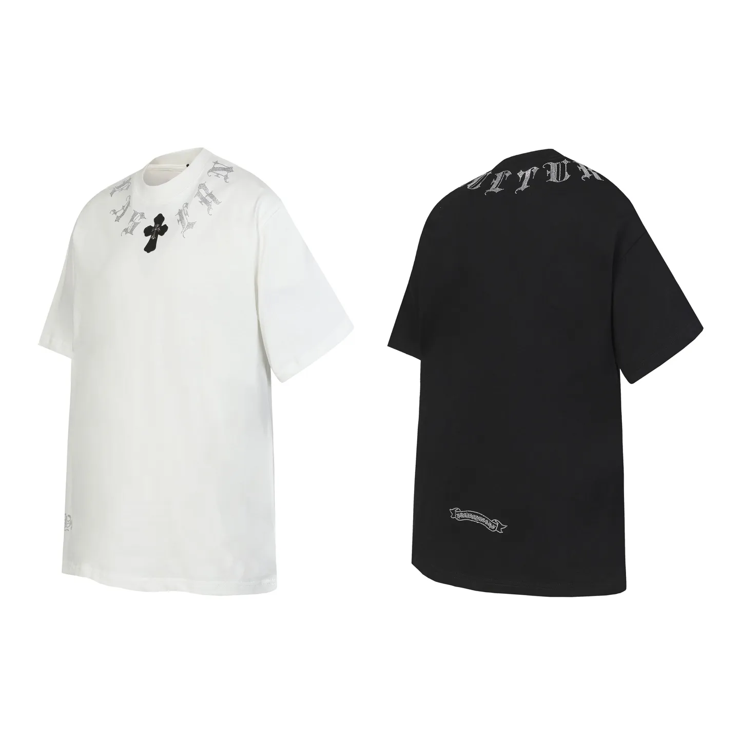 P160 Cross-border running quantity model, please do not place an order if you pursue quality -Chrome Hearts/Chrome Hearts Sanskrit hot diamond Sanskrit horseshoe explosive short-sleeved T-shirt -High weight, high density and high quality, soft, delicate and skin-friendly wool, soft and silky to the touch, excellent warmth and skin-friendly properties -Customized weaving and dyeing, no color difference, no matter the fabric or workmanship details, beat the ordinary version on the market -Colour: black white -Size: S M L XL
